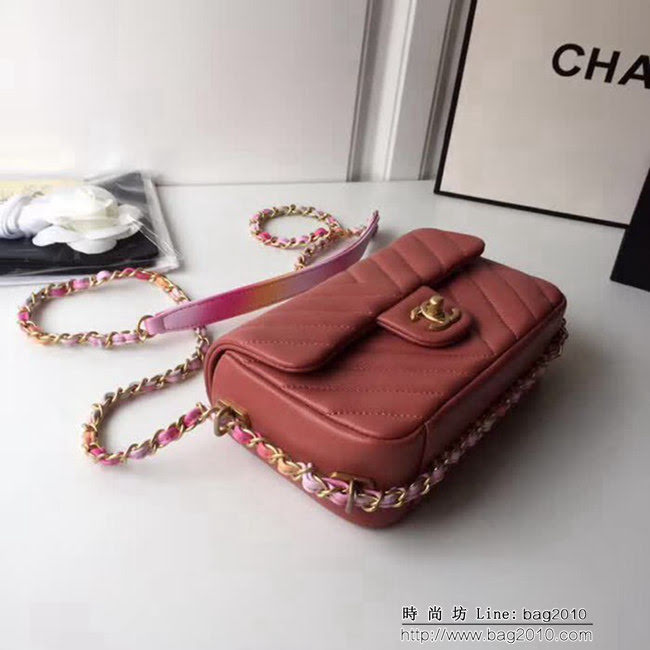 香奈兒CHANEL 18春夏系列新款 鏈條mini cf 塗鴉彩色皮質鏈條包 DSC1006